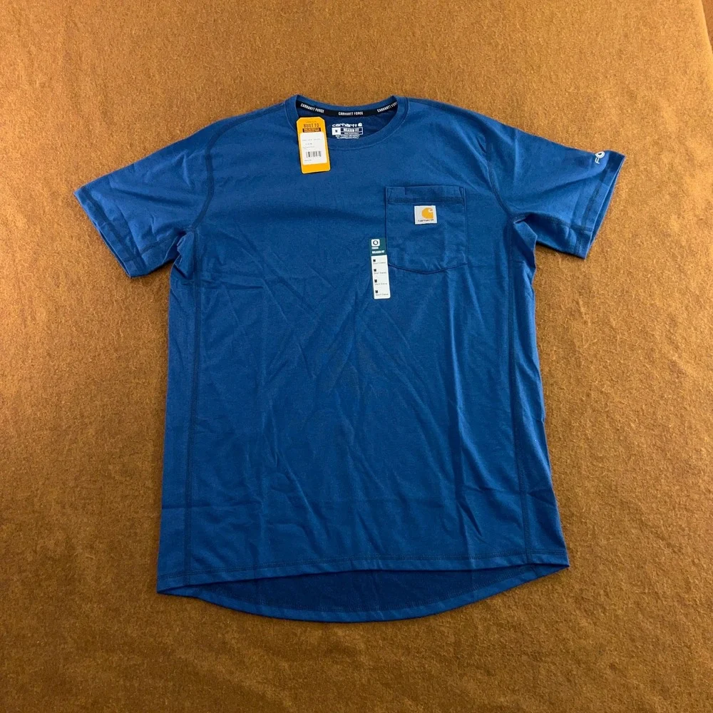 Carhartt Mens Medium Blue Force Relaxed Fit Pocket Short Sleeve T-Shirt NWT